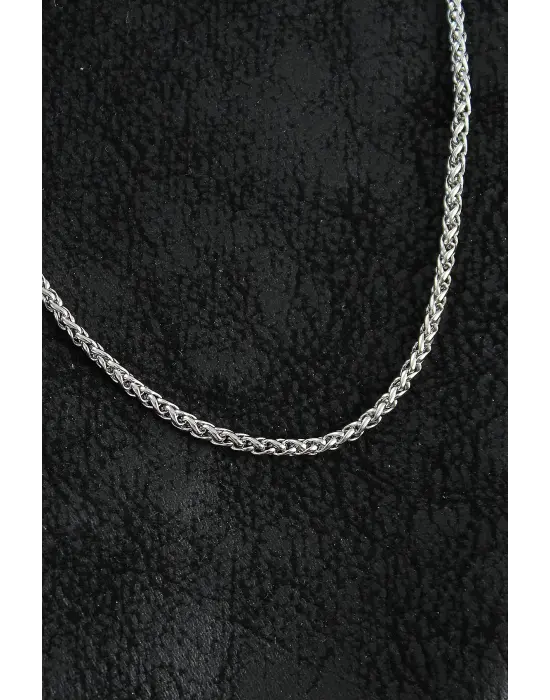 316L Çelik Örgü Zincir Model Gümüş Renk Erkek Kolye