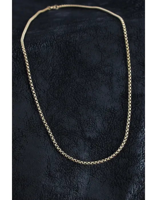 316L Çelik Örme Zincir Model Gold Renk Erkek Kolye