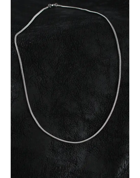 316L Çelik Örme Zincir Model Gümüş Renk Erkek Kolye