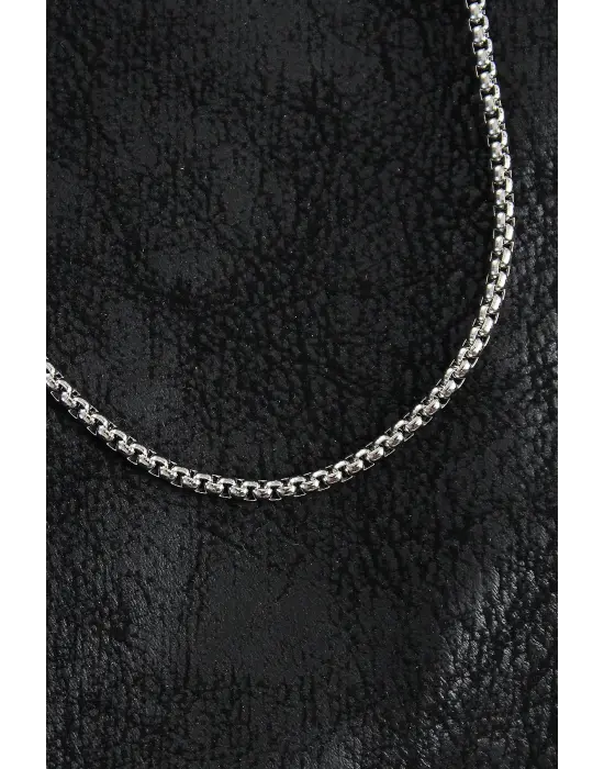 316L Çelik Örme Zincir Model Gümüş Renk Erkek Kolye