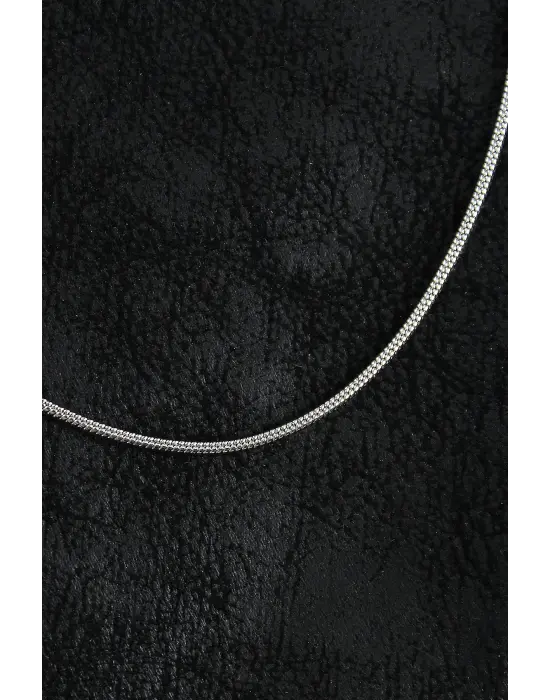 316L Çelik Örme Zincir Model Gümüş Renk Erkek Kolye