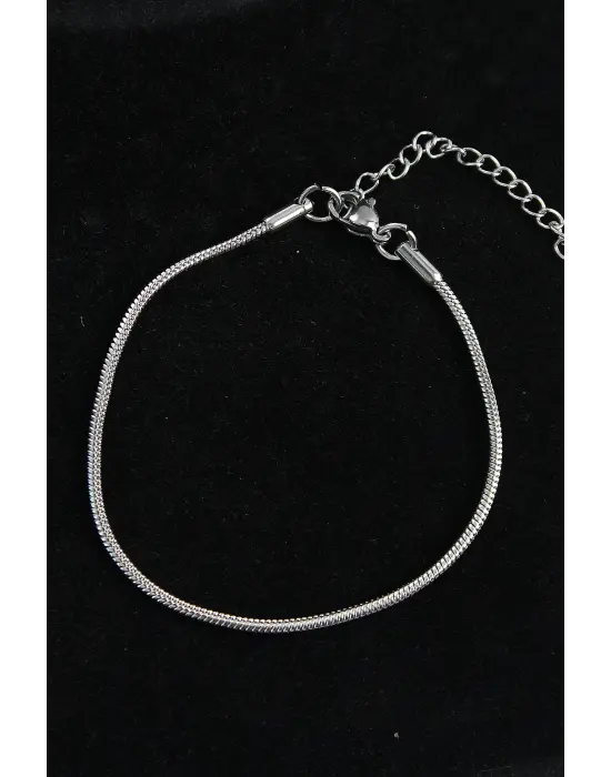 316L Çelik Oval İtalyan Model Gümüş Renk Erkek Bileklik