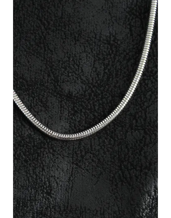 316L Çelik Oval İtalyan Zincir Model Gümüş Renk Erkek Kolye