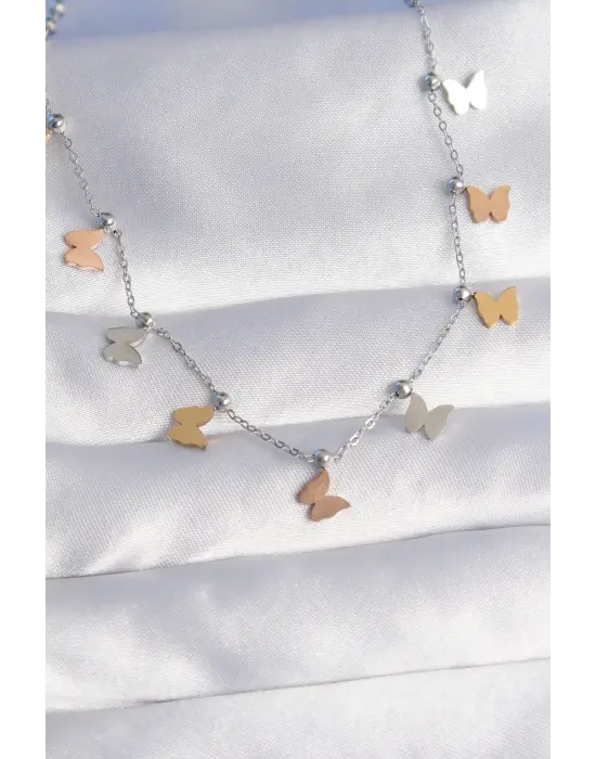  li Minimal Kelebek Model Çelik Kolye