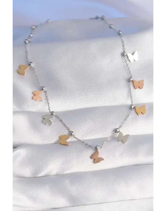  li Minimal Kelebek Model Çelik Kolye