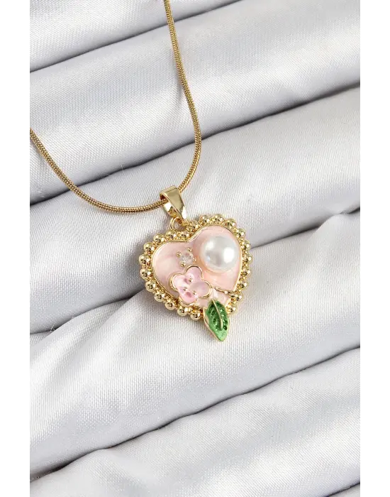 316L Çelik Sanatsal Portre Model Gold Renk Kadın Kolye