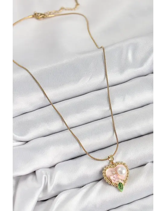 316L Çelik Sanatsal Portre Model Gold Renk Kadın Kolye