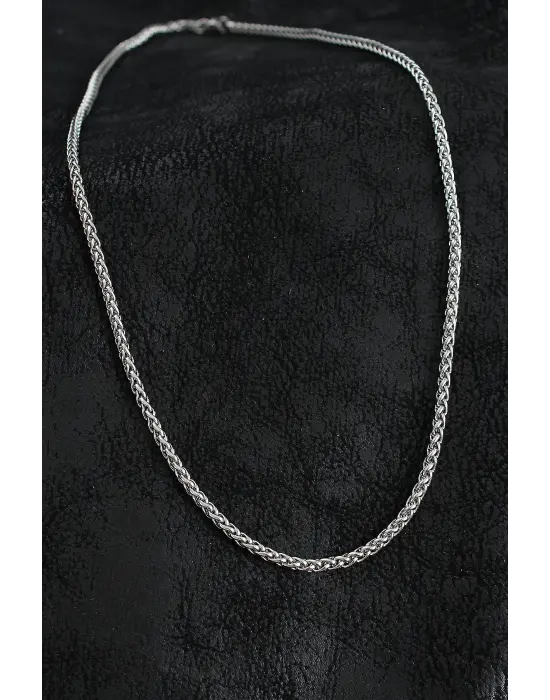 316L Çelik Sık Örme Zincir Model Gümüş Renk Erkek Kolye