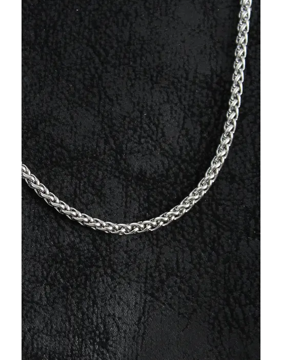 316L Çelik Sık Örme Zincir Model Gümüş Renk Erkek Kolye