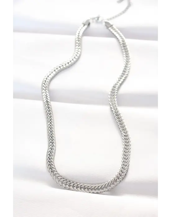  Silver  Balık Sırtı Zincir Çelik Kolye