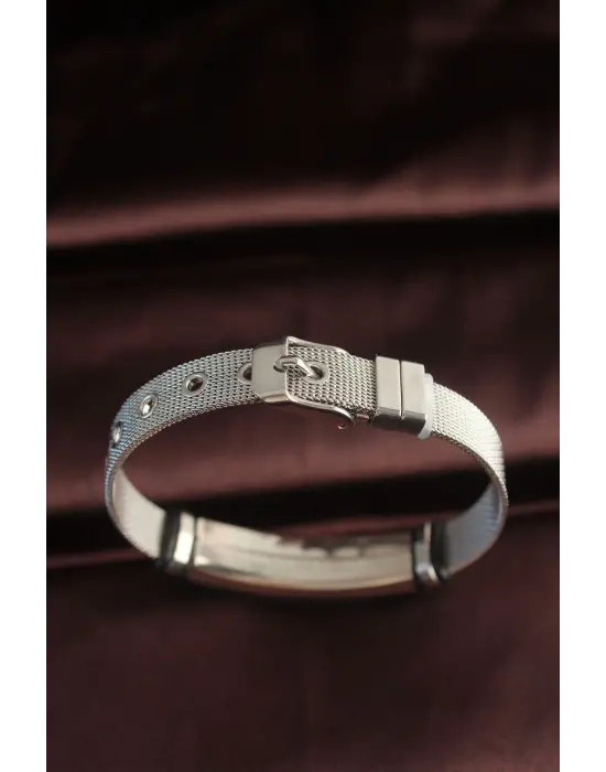 316L Çelik Siyah Desenli Ayarlanabilir Hasır Kordonlu Bileklik