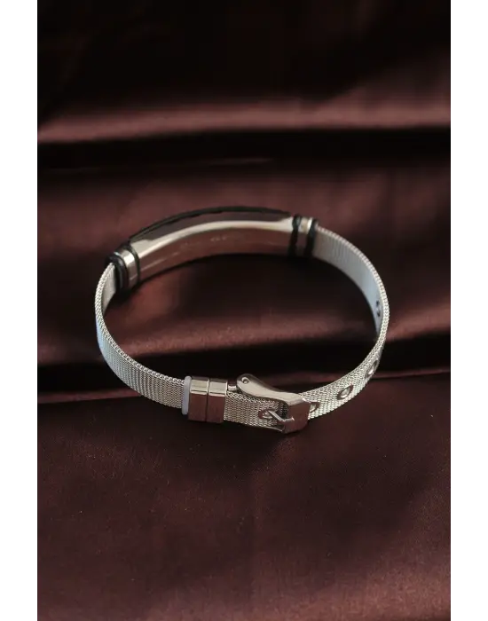 316L Çelik Siyah Geomerik Figür Ayarlanabilir Hasır Kordonlu Bileklik