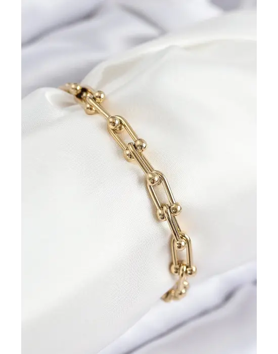 316L Çelik Tifany Zincir Model Gold Renk Kadın Bileklik
