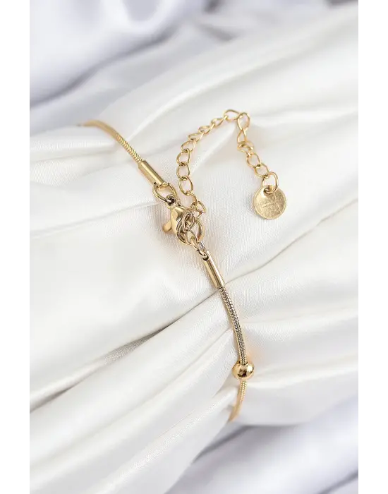 316L Çelik Topcuk Model Gold Renk Kadın Bileklik