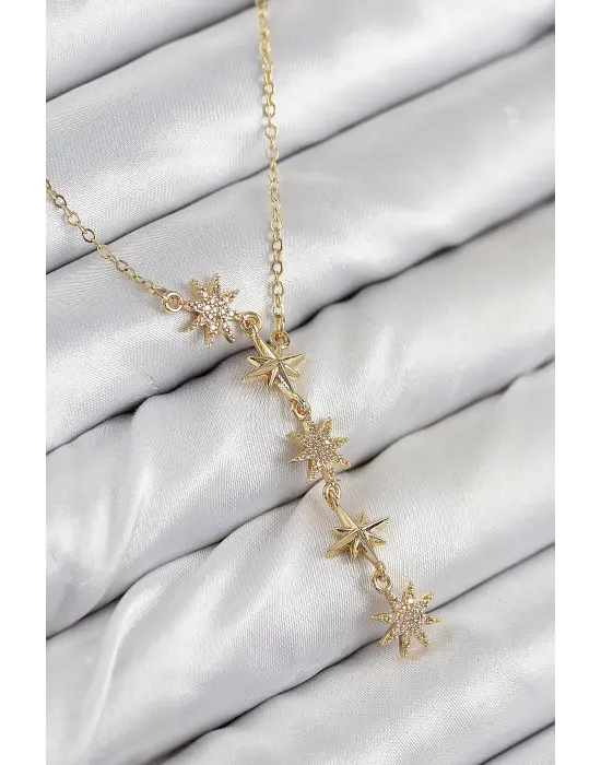 316L Çelik Yıldız Model Gold Renk Kadın Kolye