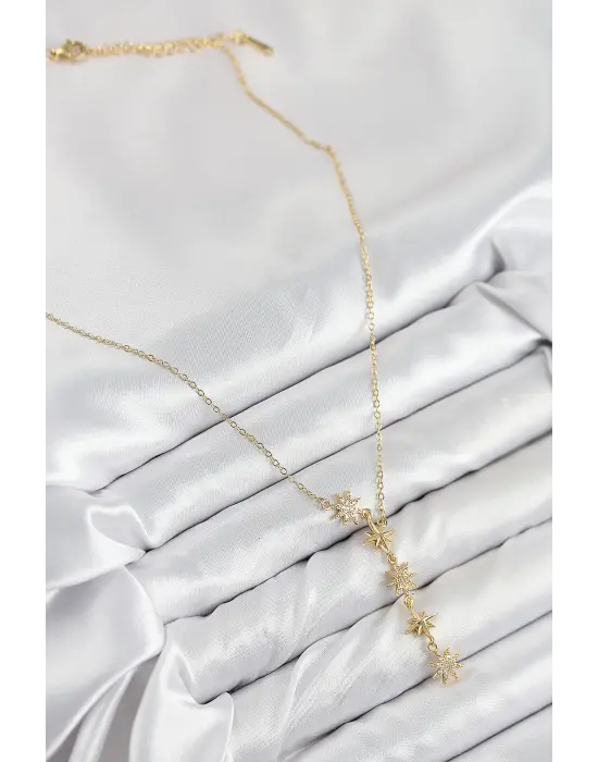316L Çelik Yıldız Model Gold Renk Kadın Kolye