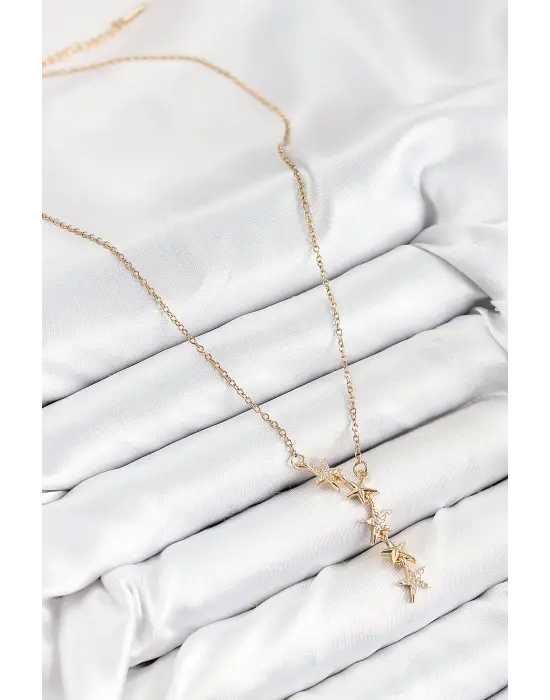 316L Çelik Yıldız Model Gold Renk Kadın Kolye