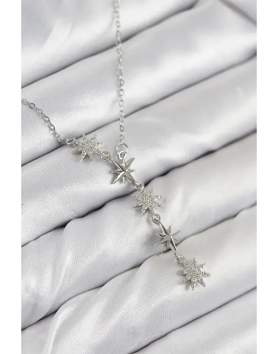 316L Çelik Yıldız Model Gümüş Renk Kadın Kolye