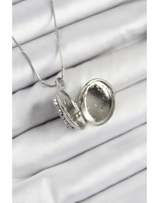 316L Çelik Zincir Açılabilir Anka Kuşu Model Zirkon Taşlı Gümüş Renk Kadın Kolye