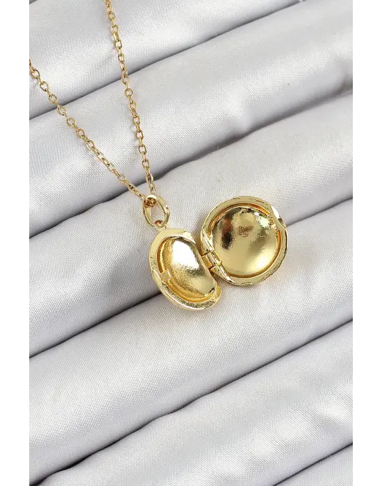 316L Çelik Zincir Açılabilir Sanatsal Vintage Çiçek Model Gold Renk Kadın Kolye