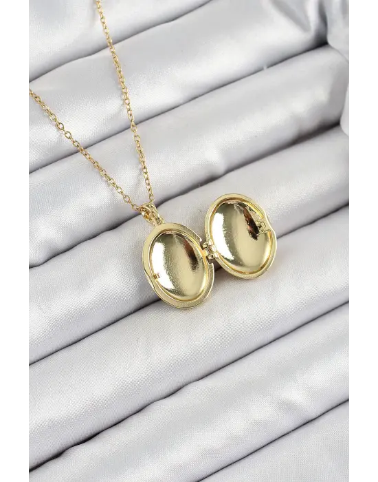 316L Çelik Zincir Açılabilir Sanatsal Vintage Çiçek Model Gold Renk Kadın Kolye