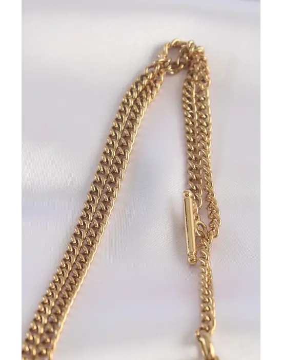  Zincir Altın  İçi Açılan Çiçek Desenli Kalp Çelik Kolye