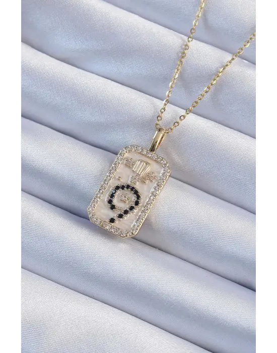  Zincir Altın  Zirkon Taşlı Minimal Papatya Figürlü Tarot Çelik Kolye