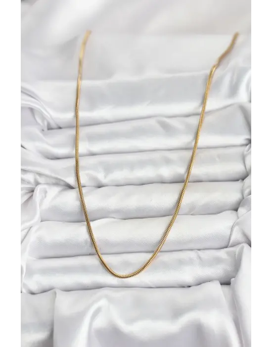 316L Çelik Zincir Gold Renk 60 cm Yılan Zincir Kadın Kolye