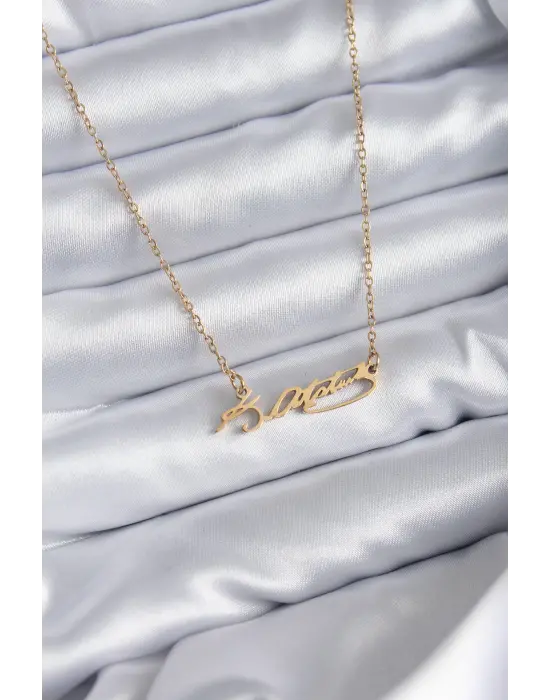  Zincir Altın  Atatürk İmzası Model  Çelik Kolye