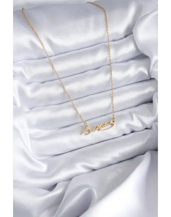  Zincir Altın  Atatürk İmzası Model  Çelik Kolye