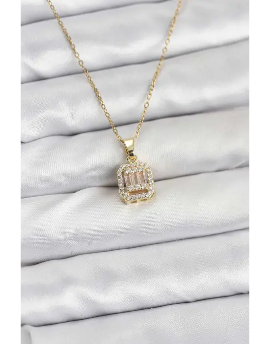 316L Çelik Zincir Gold Renk Baget Model Kadın Kolye