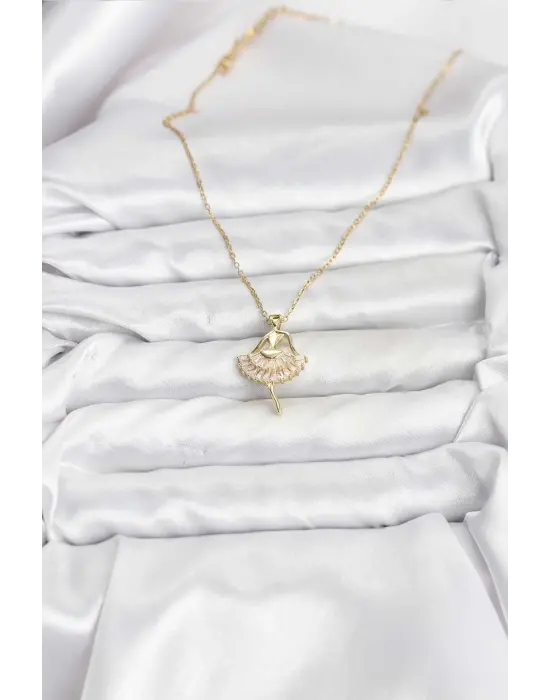 316L Çelik Zincir Gold Renk Balerin Model Kadın Kolye