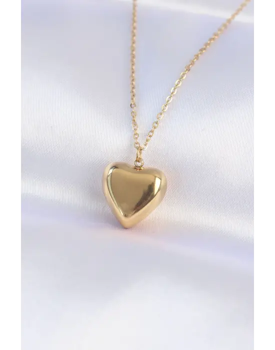  Zincir Altın  Bubble Kalp Çelik Kolye