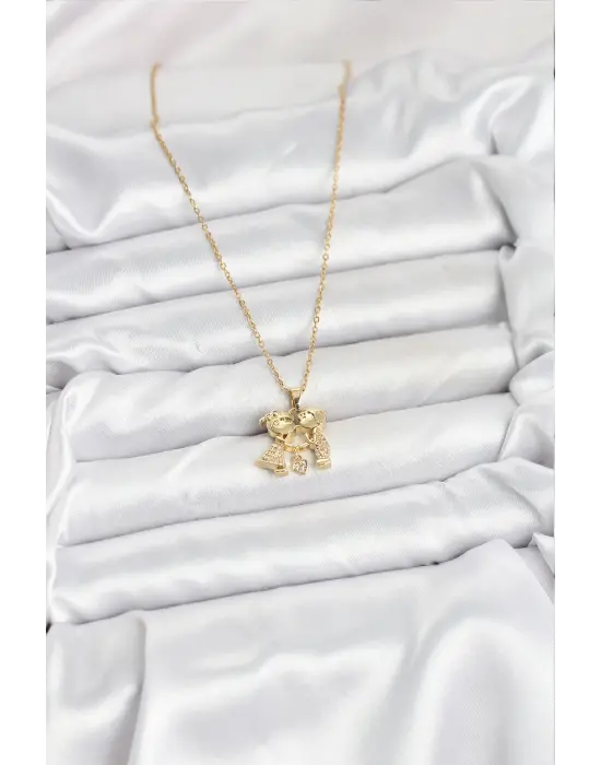 316L Çelik Zincir Gold Renk Erkek Kız Model Kadın Kolye