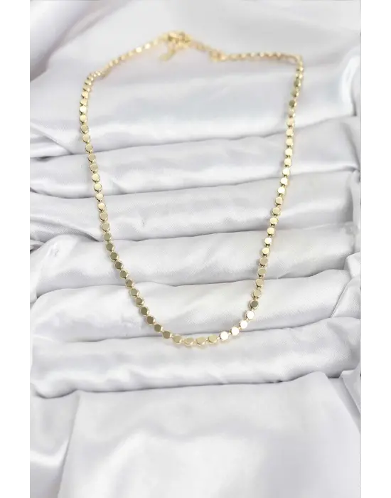 316L Çelik Zincir Gold Renk Ezme Zincir Model 45 cm Kadın Kolye