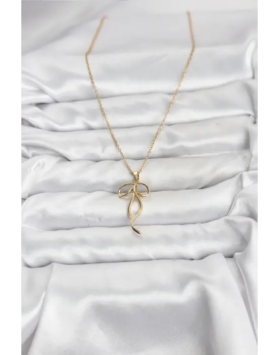 316L Çelik Zincir Gold Renk Fiyonk Model Kadın Kolye