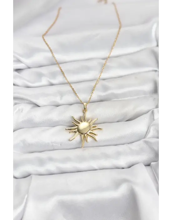 316L Çelik Zincir Gold Renk Güneş Model Kadın Kolye