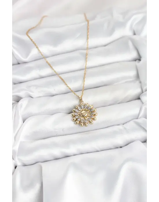 316L Çelik Zincir Gold Renk Güneş Model Kadın Kolye