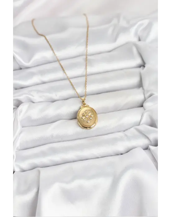 316L Çelik Zincir Gold Renk Kapaklı Açılabilir Model Kadın Kolye