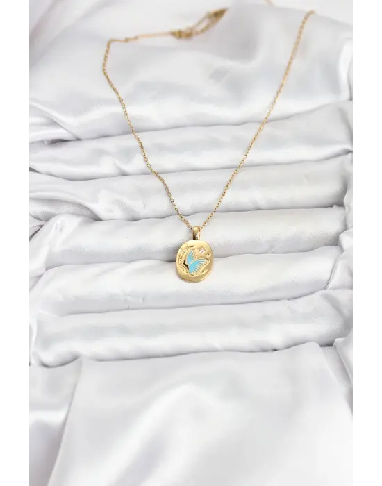 316L Çelik Zincir Gold Renk Kelebek Figür Kadın Kolye