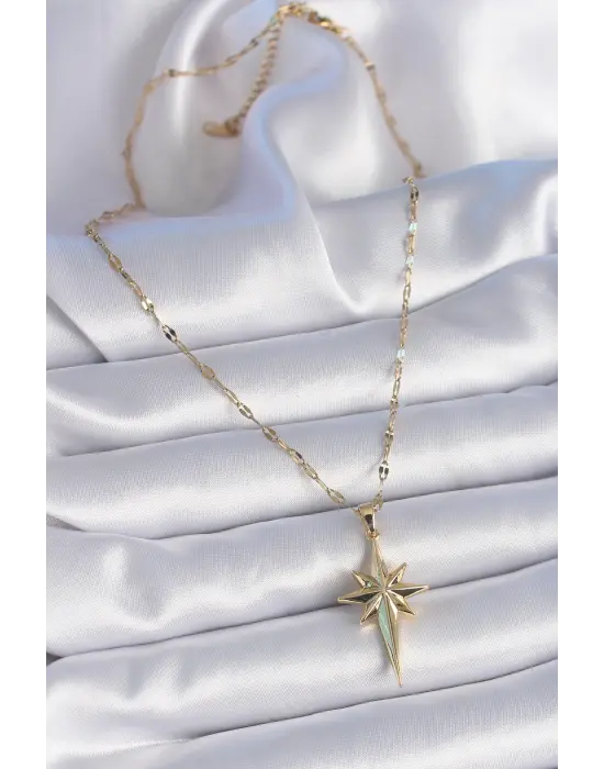  Zincir Altın  Kutup Yıldız Model  Çelik Kolye