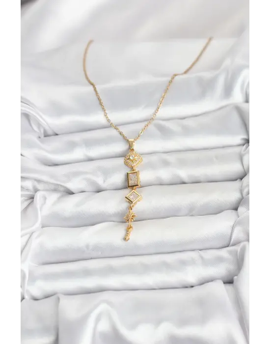 316L Çelik Zincir Gold Renk Kutup Yıldızı Enerji Model Kadın Y Kolye