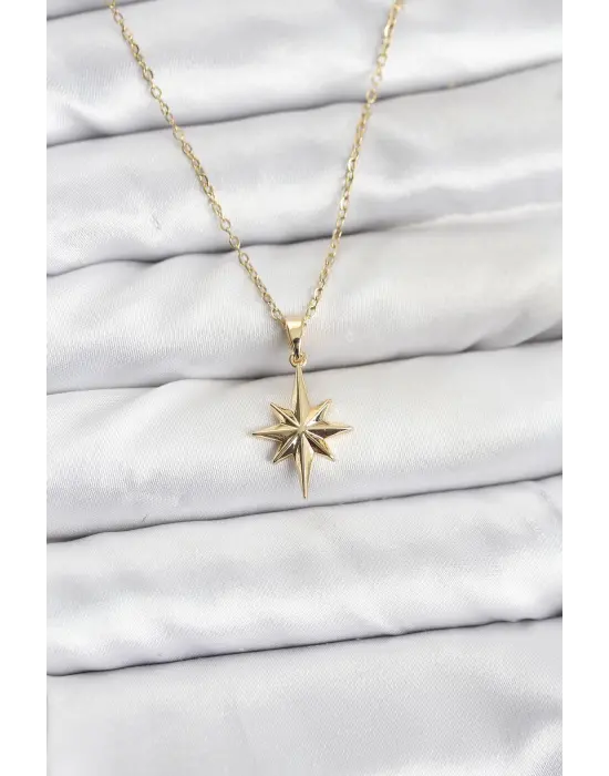 316L Çelik Zincir Gold Renk Kutup Yıldızı Model Kadın Kolye