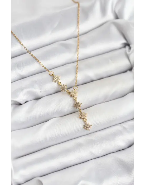 316L Çelik Zincir Gold Renk Kutup Yıldızı Model Kadın Kolye