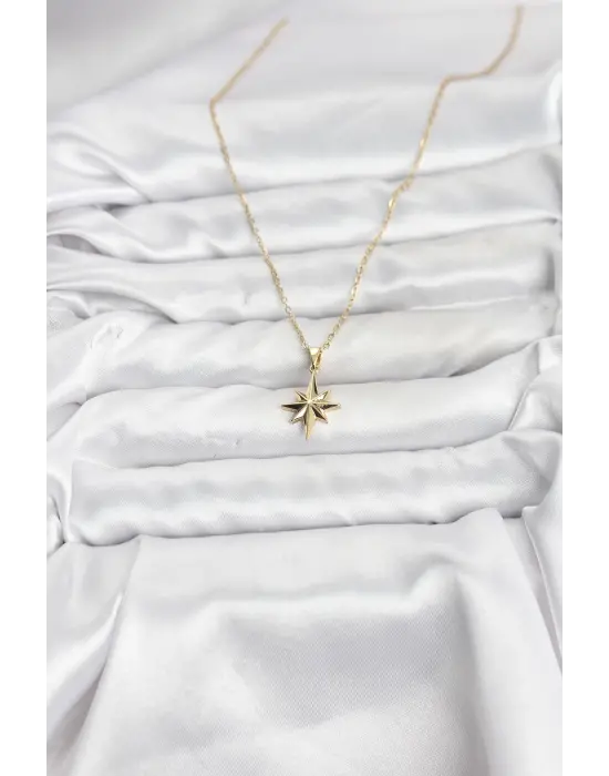 316L Çelik Zincir Gold Renk Kutup Yıldızı Model Kadın Kolye