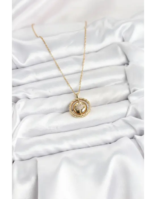 316L Çelik Zincir Gold Renk Kutup Yıldızı Model Kadın Kolye