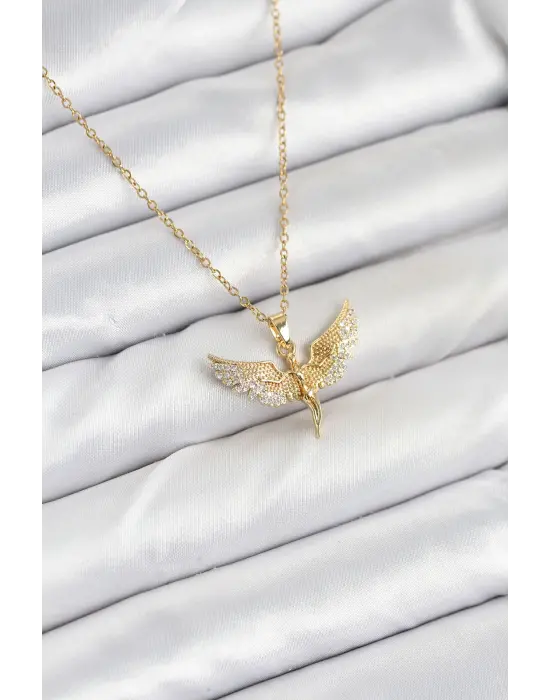 316L Çelik Zincir Gold Renk Melek Model Kadın Kolye