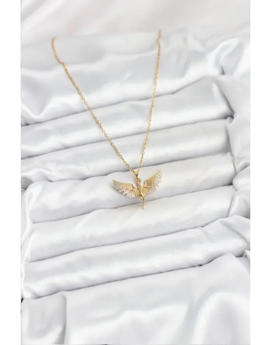 316L Çelik Zincir Gold Renk Melek Model Kadın Kolye