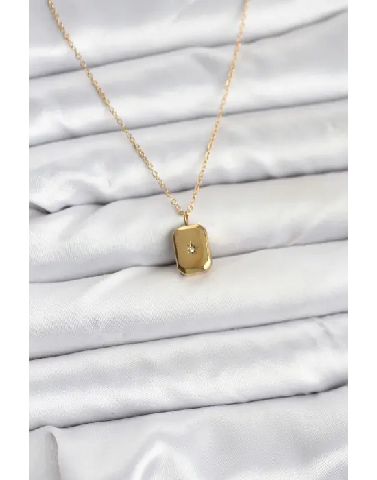 316L Çelik Zincir Gold Renk Minimal Kutup Yıldızı Model Kadın Kolye
