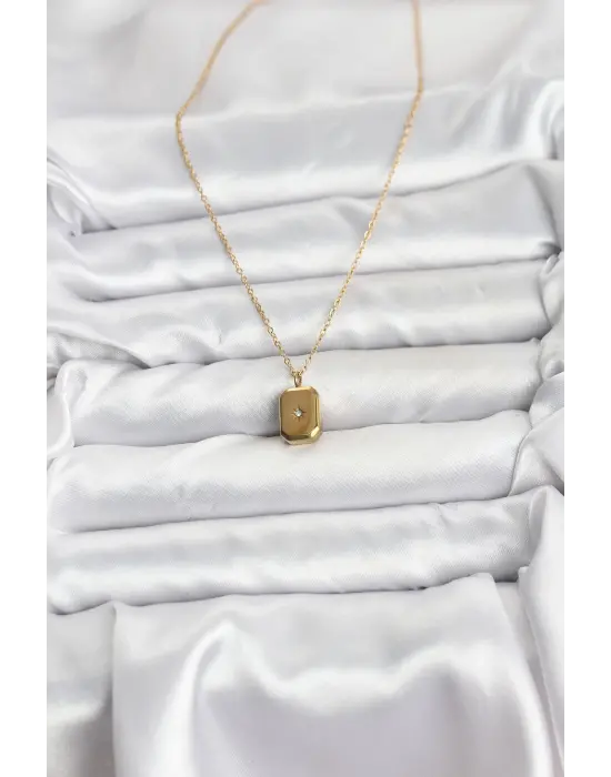 316L Çelik Zincir Gold Renk Minimal Kutup Yıldızı Model Kadın Kolye